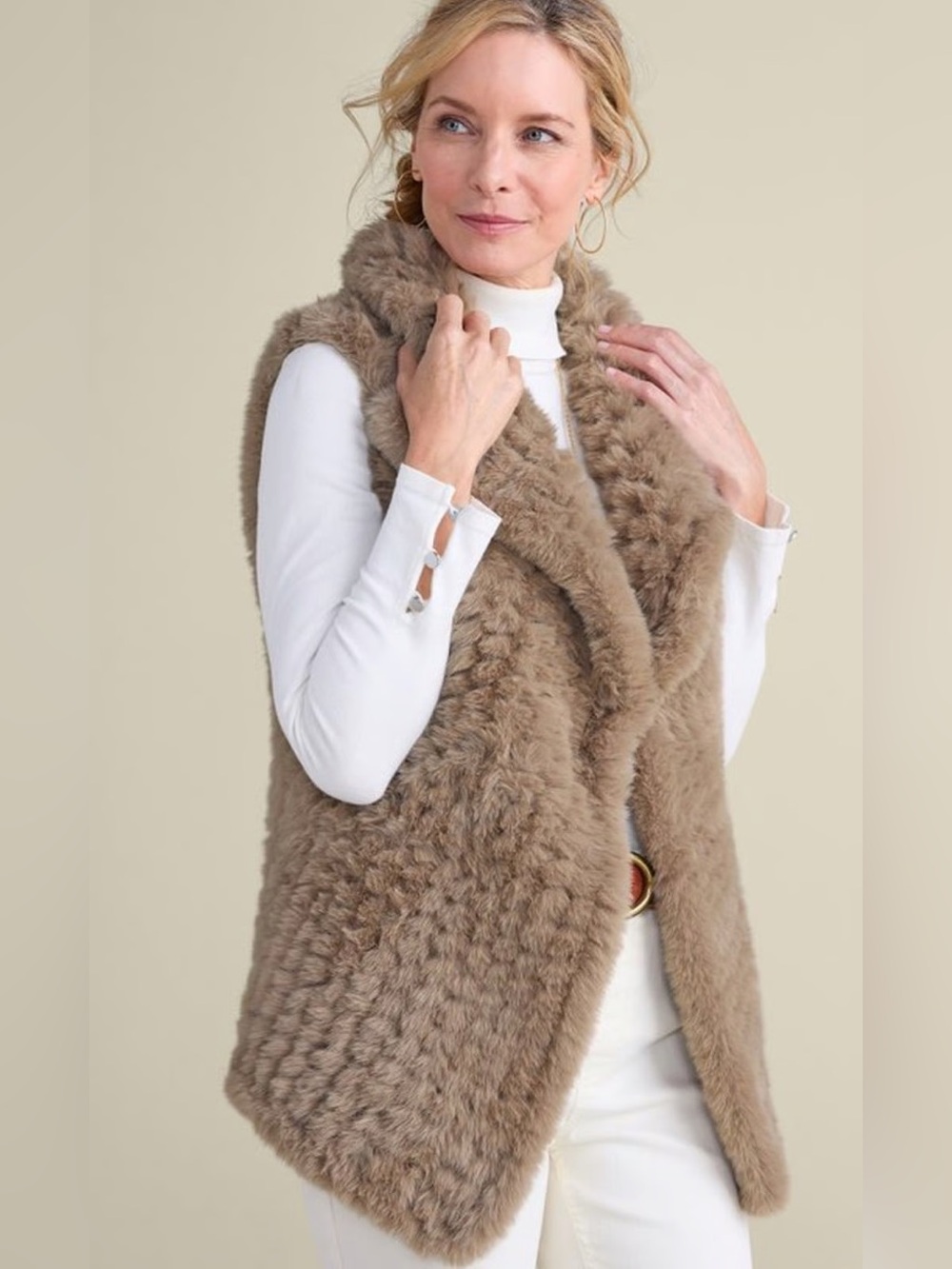 Soft Surroundings Faux Fur Vest Size Large NWT